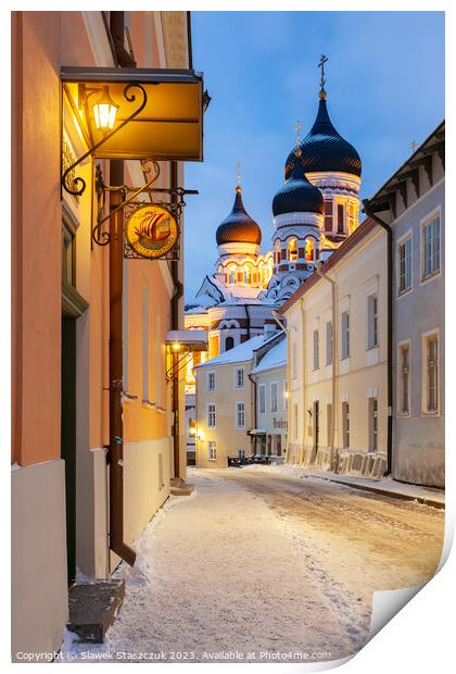 Winter in Tallinn Print by Slawek Staszczuk