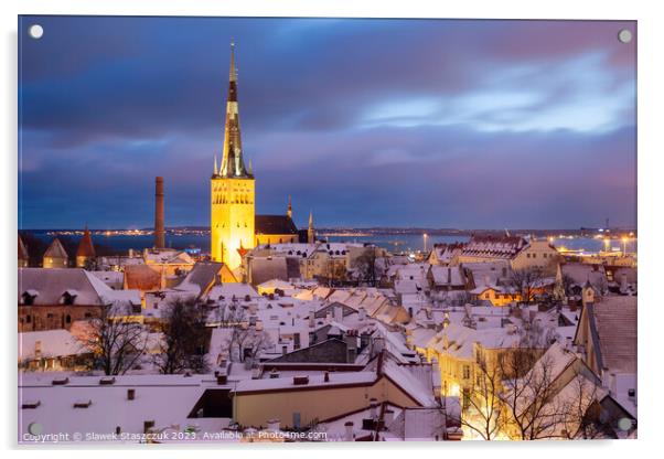 Tallinn Dawn Acrylic by Slawek Staszczuk