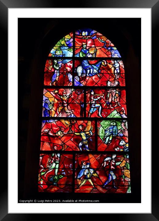 Stained glass window in Chichester Cathedral, Engl Framed Mounted Print by Luigi Petro