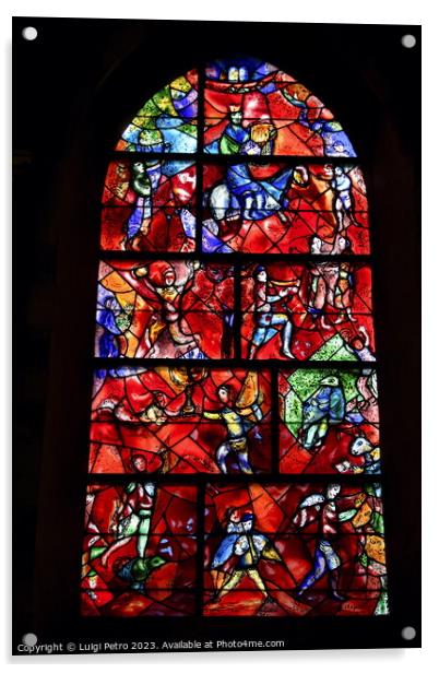 Stained glass window in Chichester Cathedral, Engl Acrylic by Luigi Petro