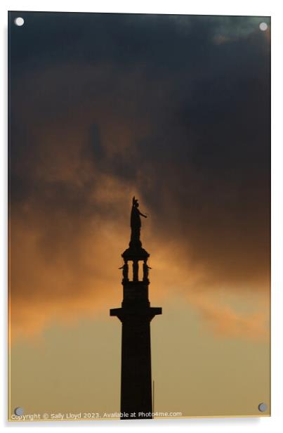 Sunset at the Britannia Lord Nelson Monument in Great Yarmouth Norfolk Acrylic by Sally Lloyd