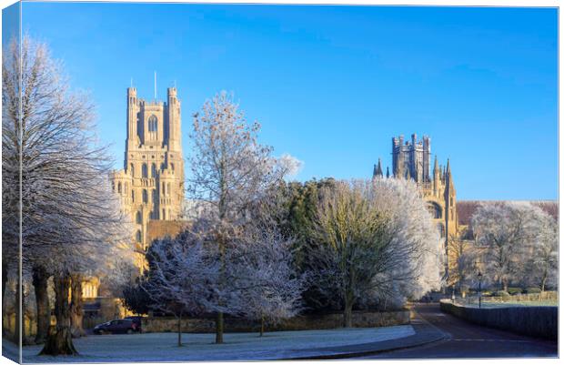 Frosty, misty morning in Ely, Cambridgeshire, 22nd January 2023 Canvas Print by Andrew Sharpe