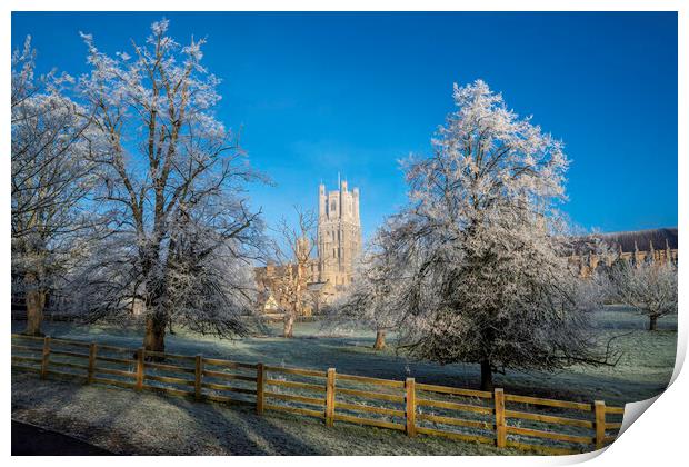 Frosty, misty morning in Ely, Cambridgeshire, 22nd January 2023 Print by Andrew Sharpe