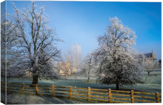 Frosty, misty morning in Ely, Cambridgeshire, 22nd Canvas Print by Andrew Sharpe
