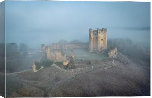 Conisbrough Castle Morning Mist Canvas Print by Apollo Aerial Photography