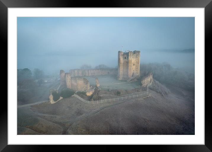 Conisbrough Castle Morning Mist Framed Mounted Print by Apollo Aerial Photography
