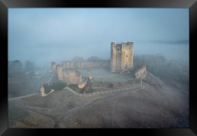 Conisbrough Castle Morning Mist Framed Print by Apollo Aerial Photography
