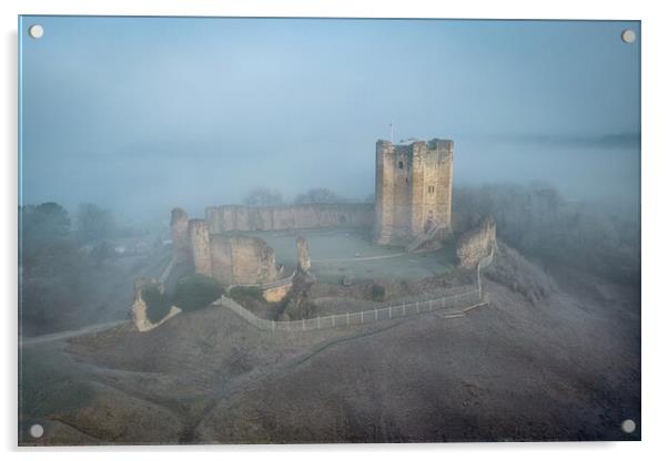 Conisbrough Castle Morning Mist Acrylic by Apollo Aerial Photography