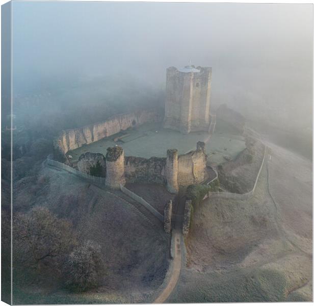 Conisbrough Castle Mist Canvas Print by Apollo Aerial Photography