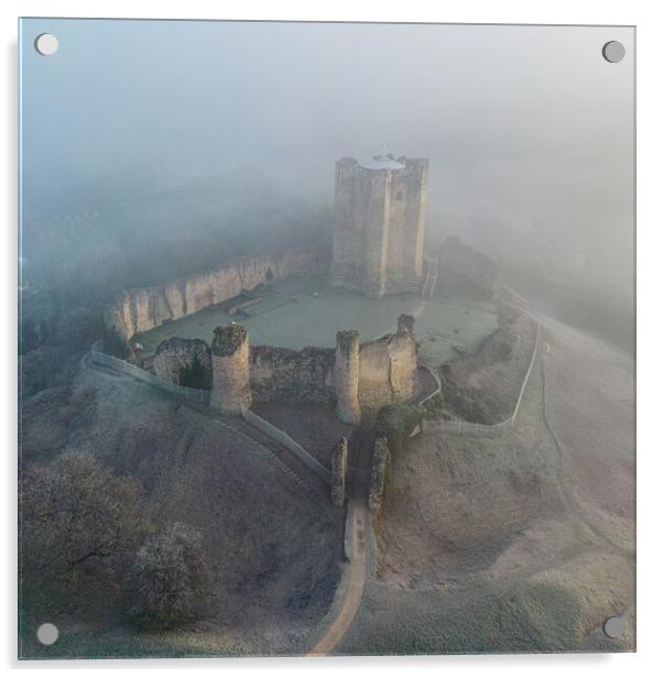 Conisbrough Castle Mist Acrylic by Apollo Aerial Photography