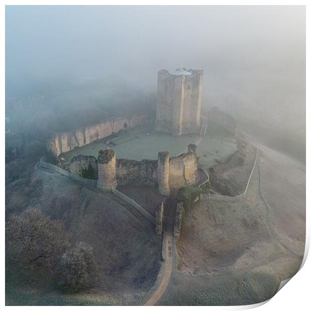 Conisbrough Castle Mist Print by Apollo Aerial Photography