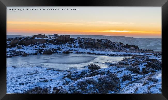Majestic Sunrise over Doxey Pool Framed Print by Alan Dunnett