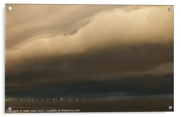 Storm Clouds over the wind farm at Great Yarmouth, Norfolk Acrylic by Sally Lloyd