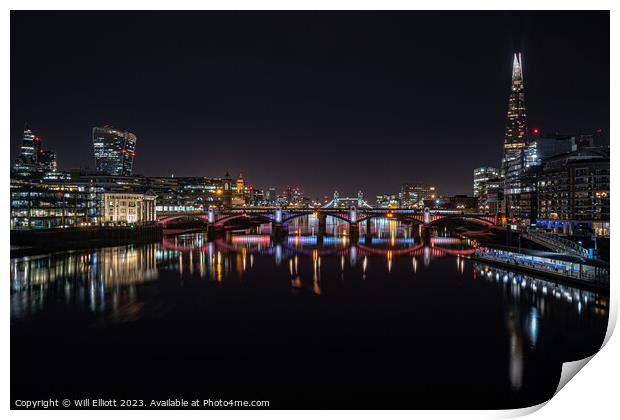 Along the Thames at Night... Print by Will Elliott