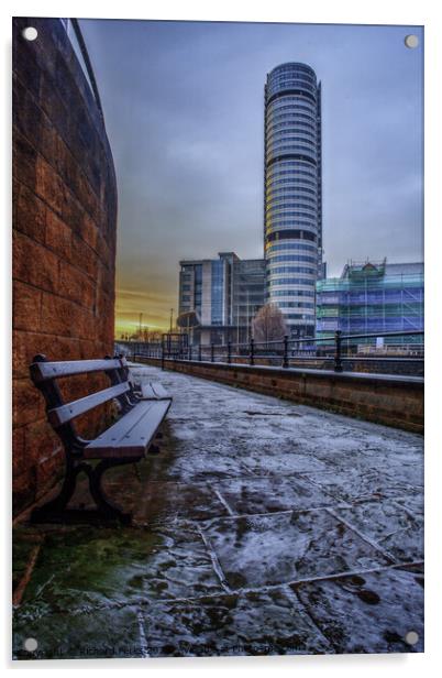 Bridgewater Place - Leeds city Winter morning Acrylic by Richard Perks
