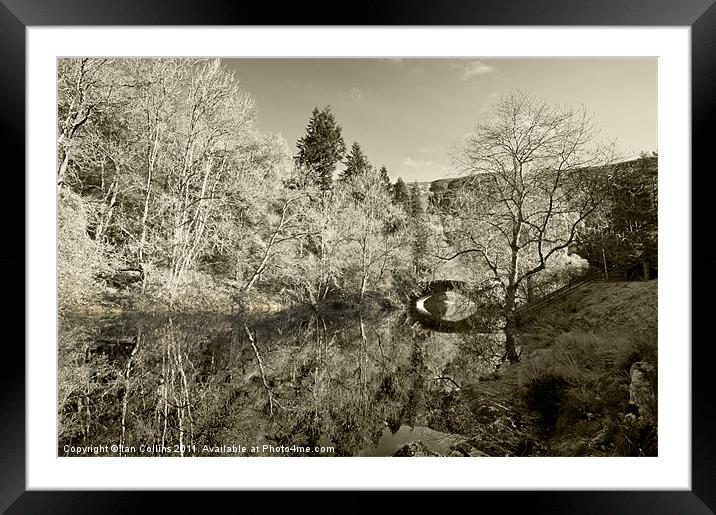 Elan Valley Sepia Framed Mounted Print by Ian Collins