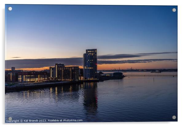 Blue hour sunrise over Woolston in Southampton Acrylic by KB Photo