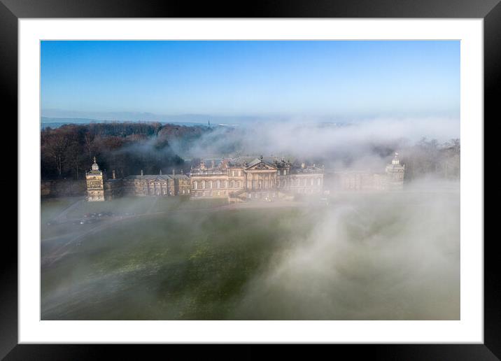 Wentworth Woodhouse In The Mist Framed Mounted Print by Apollo Aerial Photography