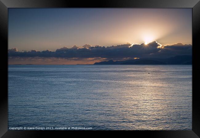Sun Rises over Mirabello Bay, Crete, Greece Framed Print by Kasia Design