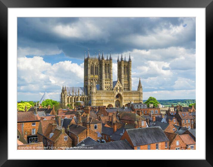 Lincoln Cathedral from Castle wall lincoln lincoln Framed Mounted Print by Allan Bell