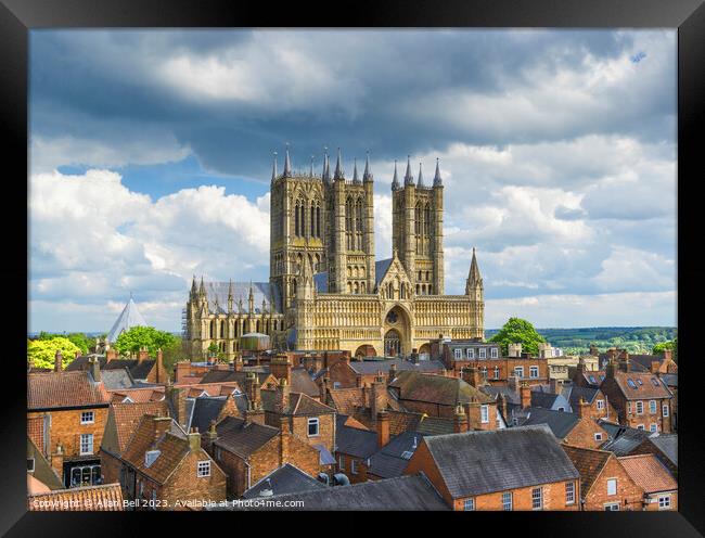 Lincoln Cathedral from Castle wall lincoln lincoln Framed Print by Allan Bell