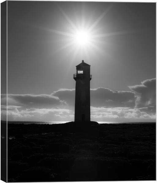 Southerness Lighthouse silhouette  Canvas Print by christian maltby