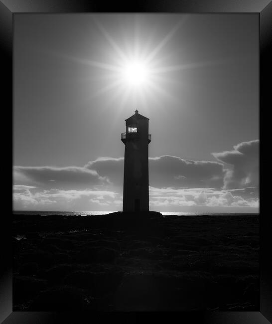 Southerness Lighthouse silhouette  Framed Print by christian maltby