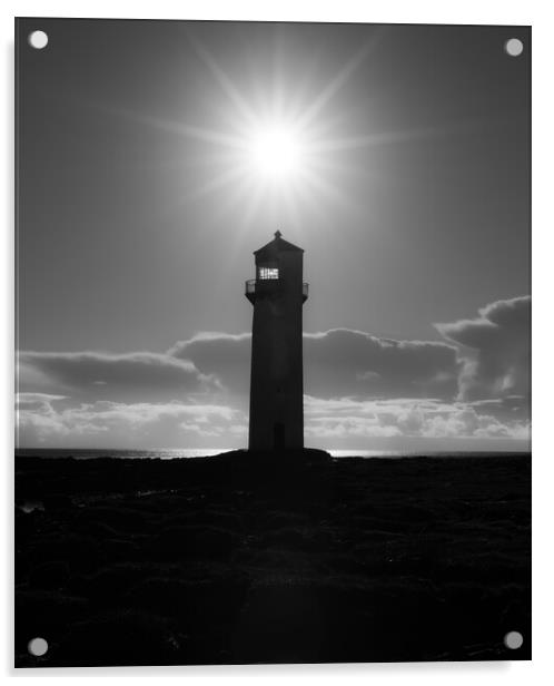 Southerness Lighthouse silhouette  Acrylic by christian maltby
