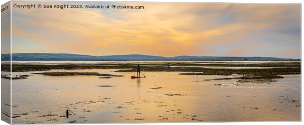 Paddle boarders at Lepe Canvas Print by Sue Knight