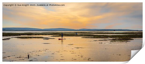 Paddle boarders at Lepe Print by Sue Knight