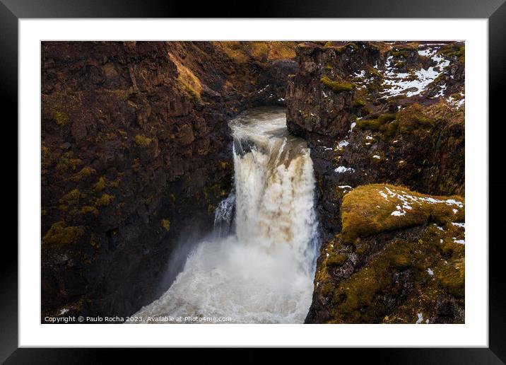 Kolufossar waterfall in Kolugljufur Canyon in Northern Iceland Framed Mounted Print by Paulo Rocha