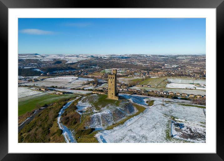 Castle Hill Snowy Morning Framed Mounted Print by Apollo Aerial Photography