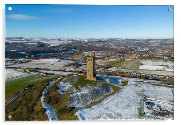 Castle Hill Snowy Morning Acrylic by Apollo Aerial Photography