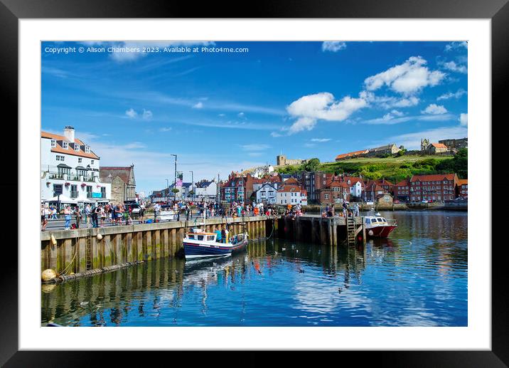 Whitby Harbour In Summer Framed Mounted Print by Alison Chambers