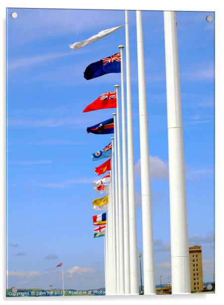 Flags, Plymouth, Devon. Acrylic by john hill
