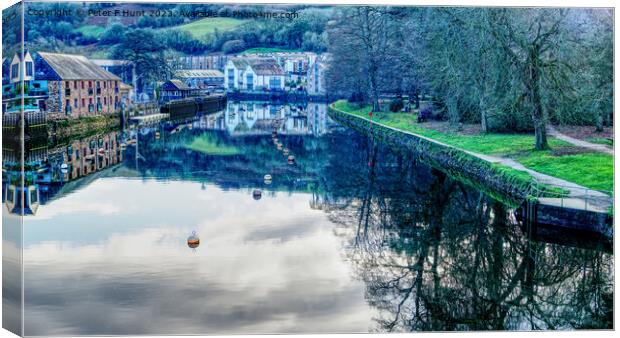River Dart At Totnes Winter Reflections Canvas Print by Peter F Hunt
