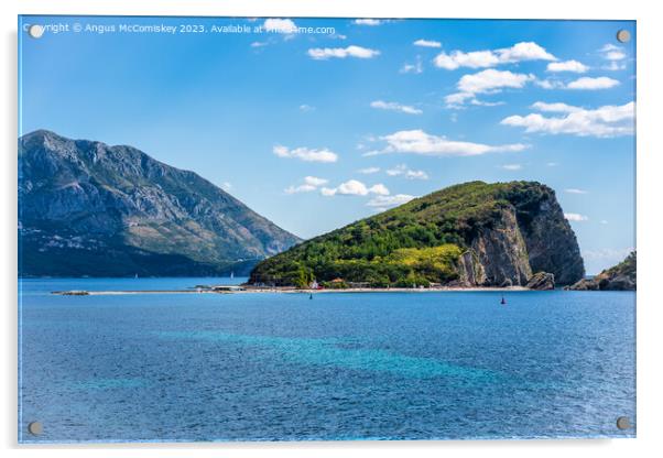 Saint Nicholas Island off Budva in Montenegro Acrylic by Angus McComiskey
