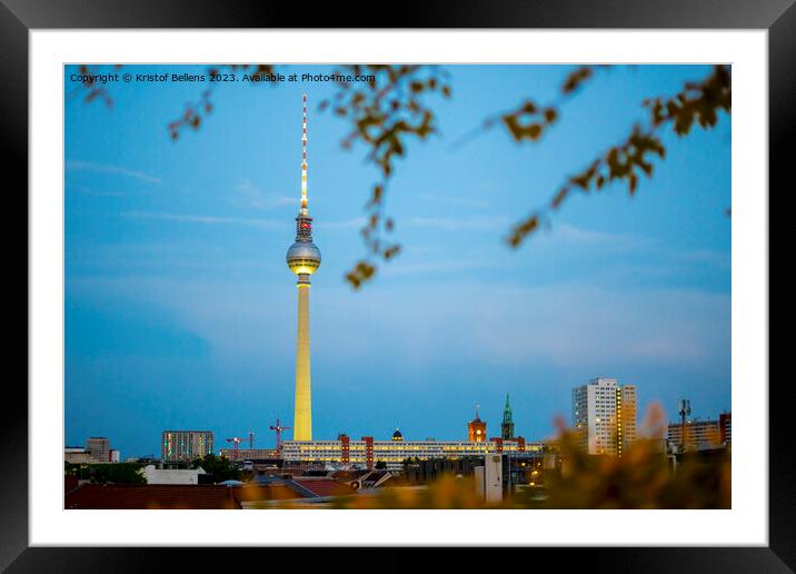 Berlin skyline during evening with Fernsehturm Berlin TV tower. Framed Mounted Print by Kristof Bellens