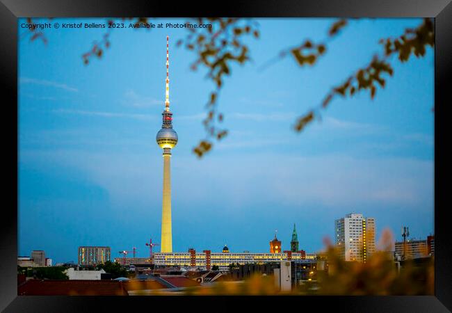 Berlin skyline during evening with Fernsehturm Berlin TV tower. Framed Print by Kristof Bellens