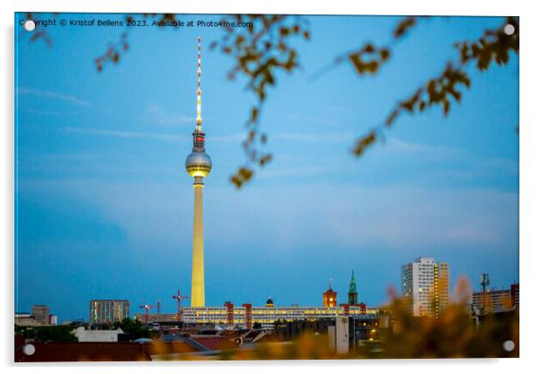 Berlin skyline during evening with Fernsehturm Berlin TV tower. Acrylic by Kristof Bellens
