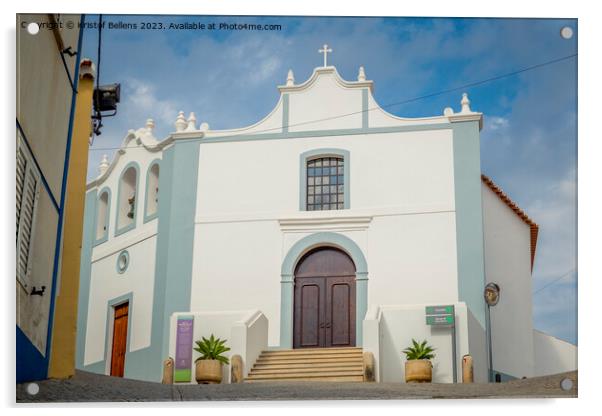 View on Igreja da Misericordia, church of Aljezur in Algarve, Portugal Acrylic by Kristof Bellens