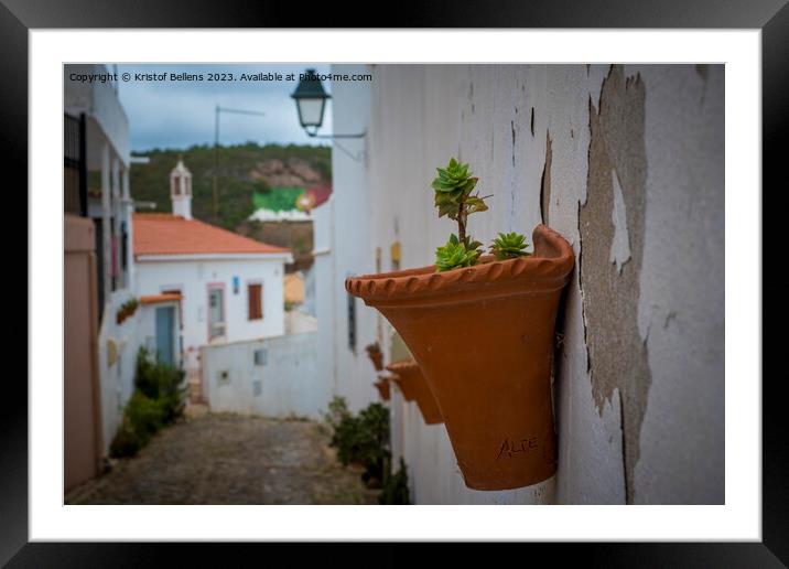 View on the streets of Alte, cozy village in the Algarve in Portugal. Framed Mounted Print by Kristof Bellens