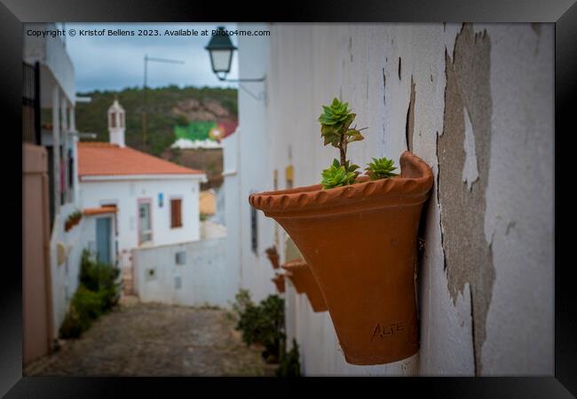 View on the streets of Alte, cozy village in the Algarve in Portugal. Framed Print by Kristof Bellens