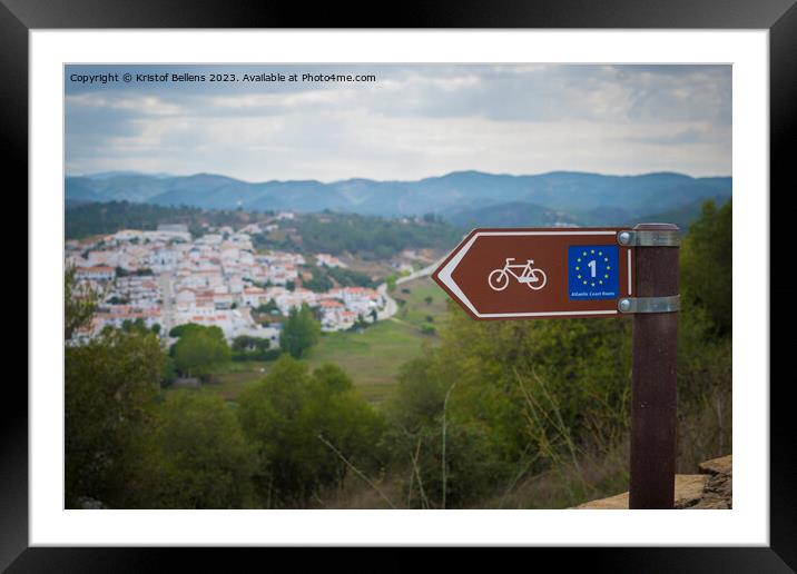 Atlantic Coast Bicycle route sign in Aljezur, Algarve, Portugal. Framed Mounted Print by Kristof Bellens