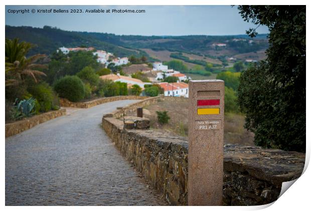 View on Rota Vicentina PR1 hiking route on the Atlantic coast in Algarve. Print by Kristof Bellens
