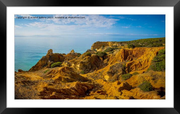 Panorama landscape on the seven hanging valleys famous hike on the Algarve coast in Portugal. Framed Mounted Print by Kristof Bellens