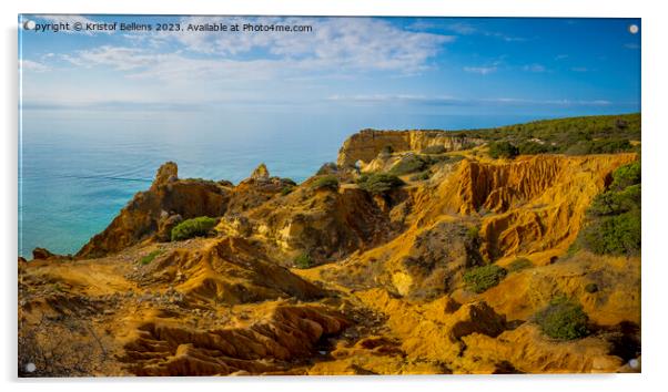 Panorama landscape on the seven hanging valleys famous hike on the Algarve coast in Portugal. Acrylic by Kristof Bellens