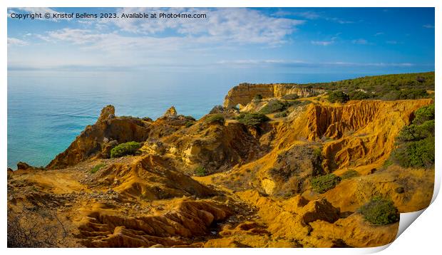 Panorama landscape on the seven hanging valleys famous hike on the Algarve coast in Portugal. Print by Kristof Bellens