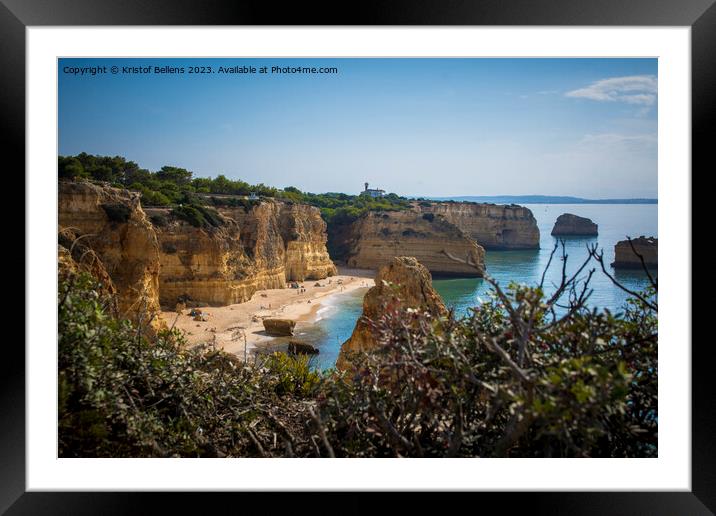 High angle view of Praia da Mesquita on the Algarve coast in Portugal Framed Mounted Print by Kristof Bellens