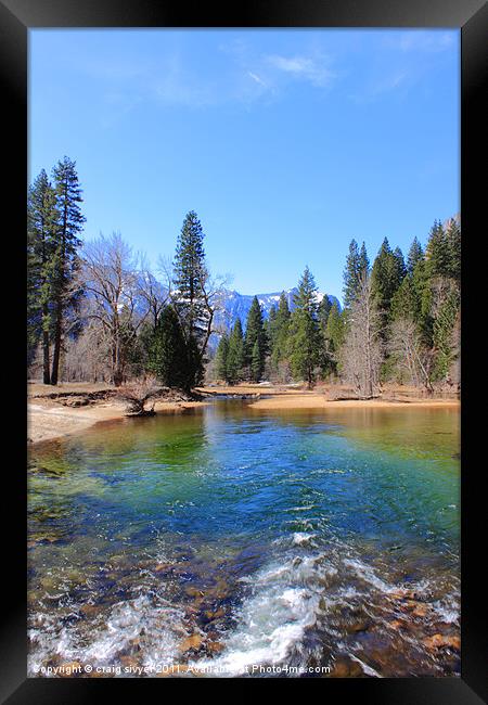 Colourful Mountain River in Yosemite NP Framed Print by craig sivyer